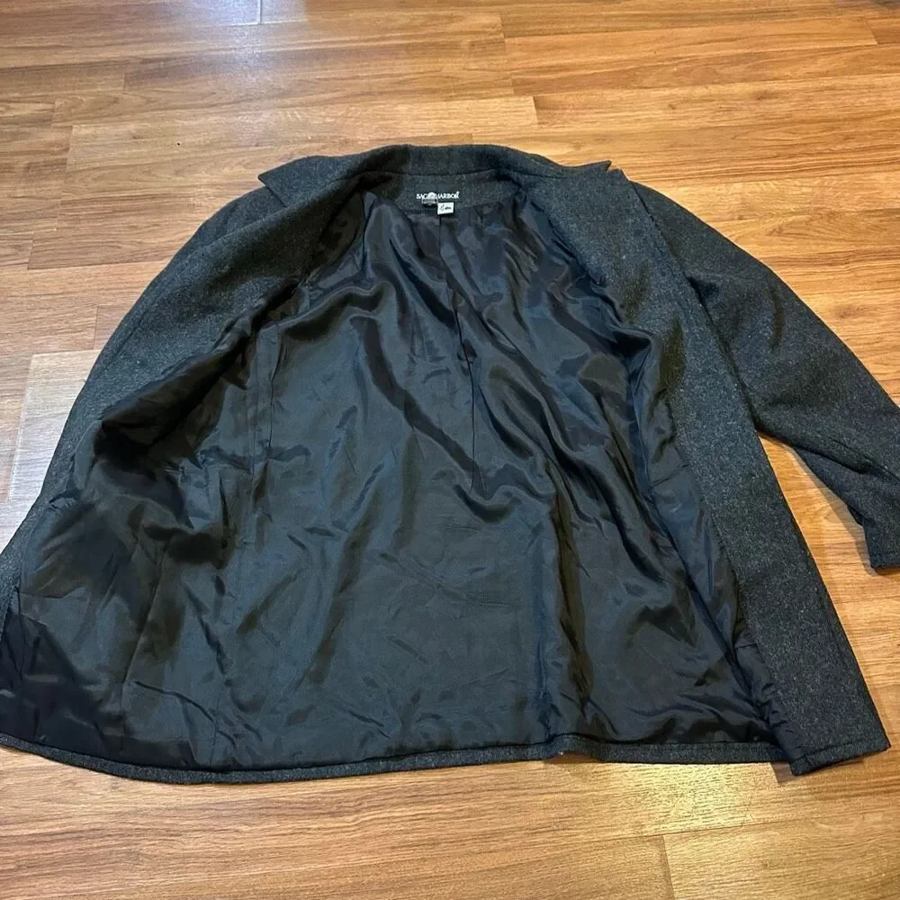 Sag Harbor Gray Jacket Button Up Pea Coat Gray | Women Size 12